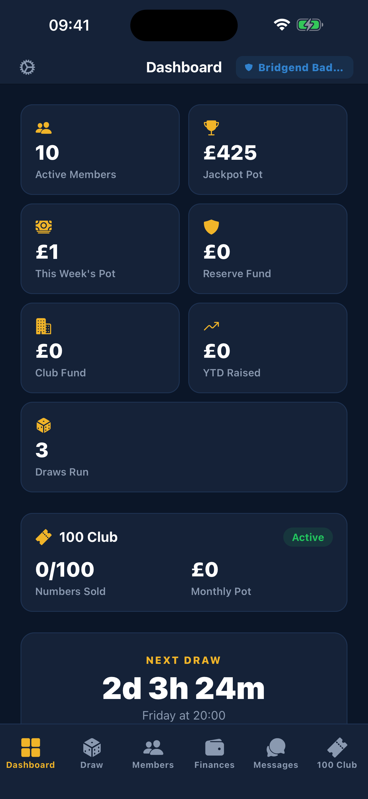 ClubDraw admin portal